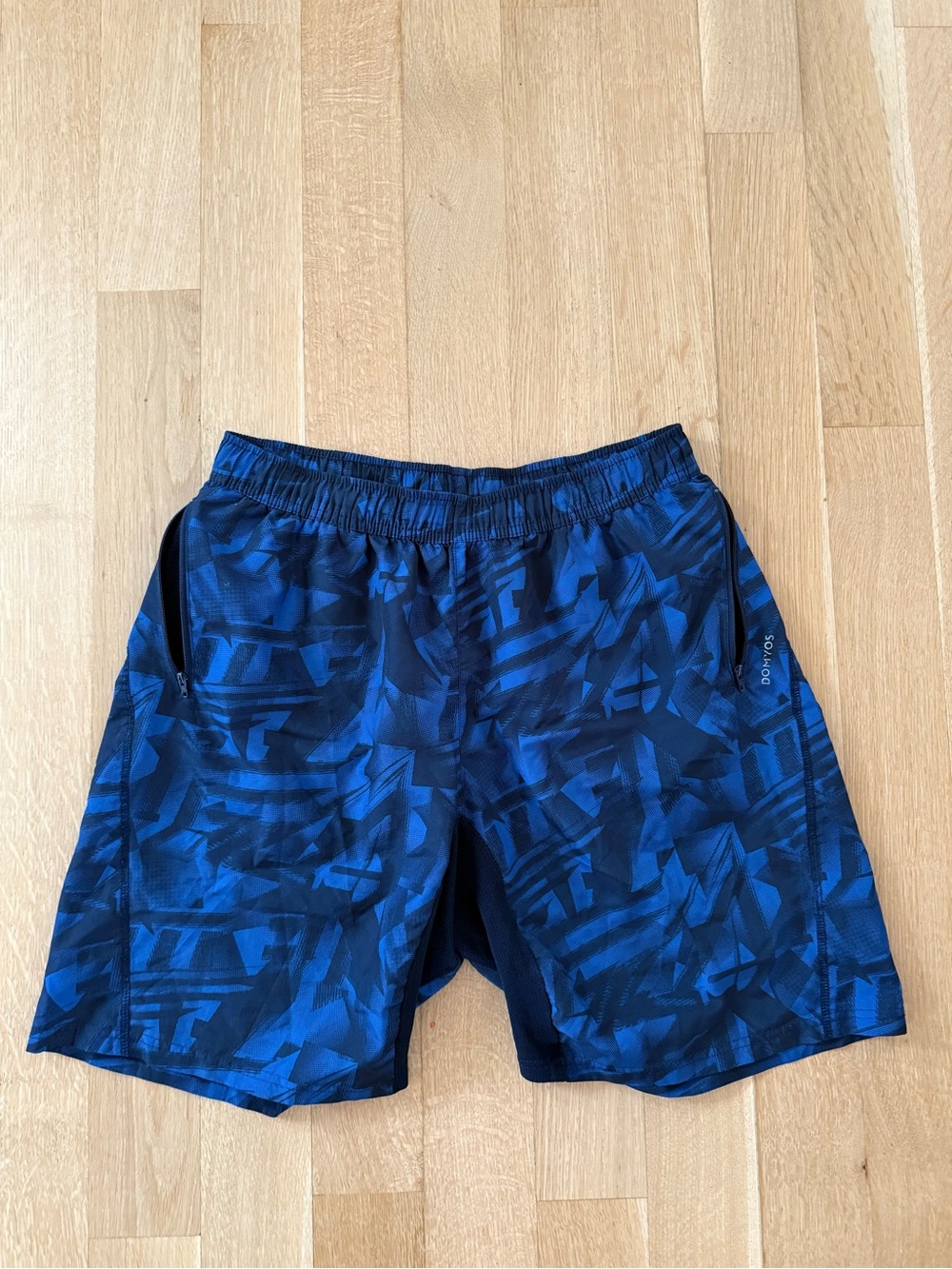 Men's Blue Geometric Athletic Shorts - Lightweight Performance